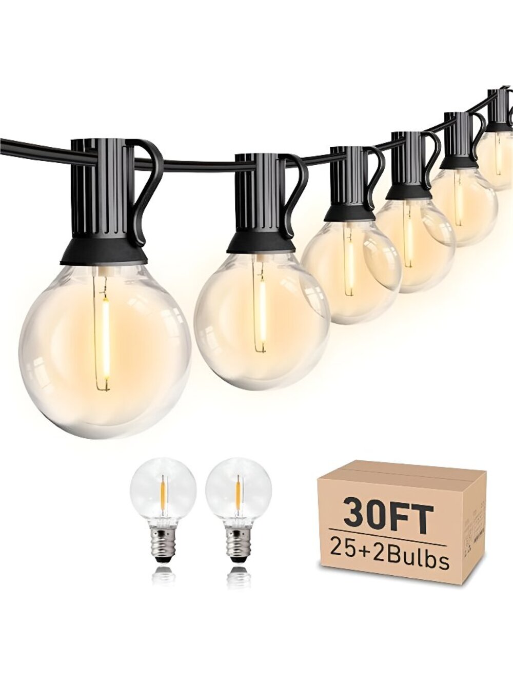 Led String Lights Outdoor 30ft Patio Lights Waterproof with 27 G40